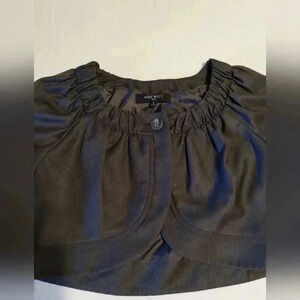 Grey Nine West cropped jacket over dress